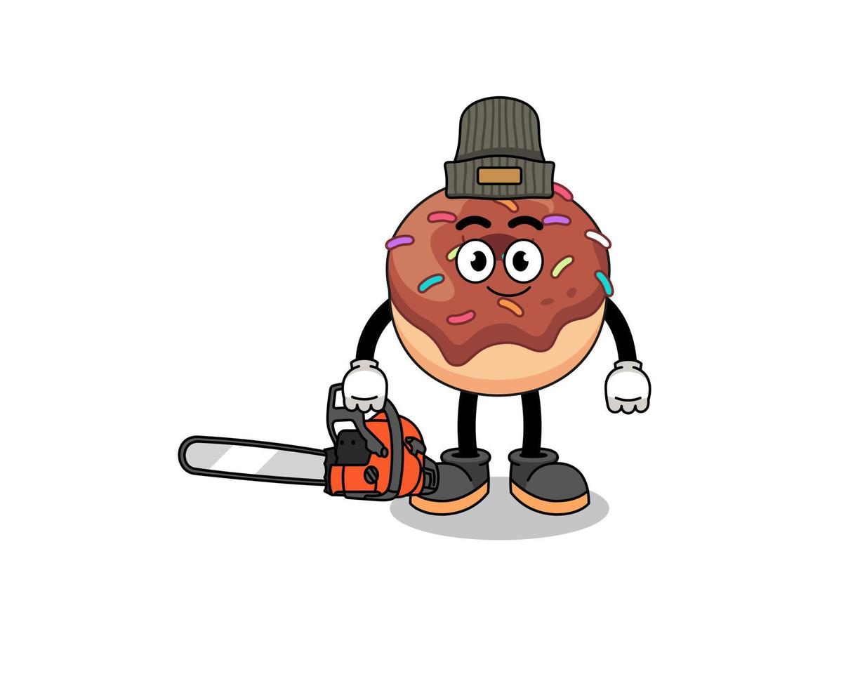 donuts illustration cartoon as a lumberjack vector