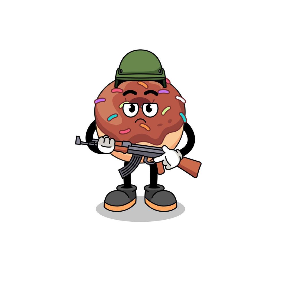 caricatura, de, donuts, soldado vector