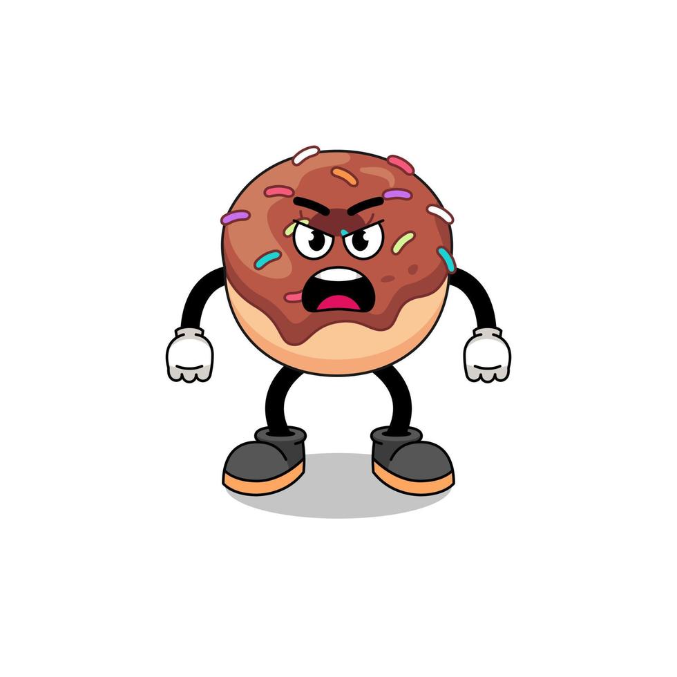 donuts cartoon illustration with angry expression vector