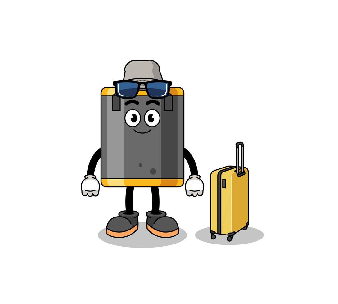 punching bag mascot doing vacation vector