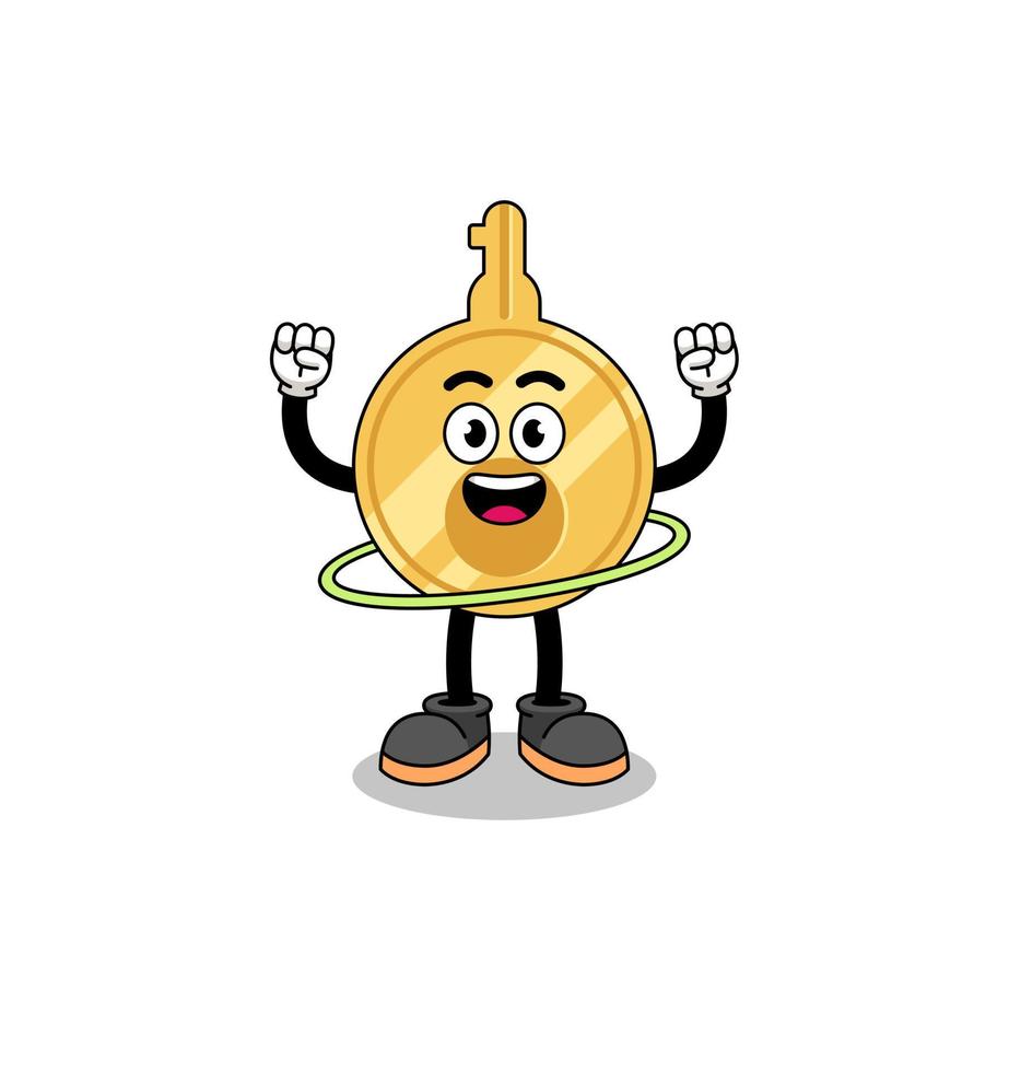 Character Illustration of key playing hula hoop vector