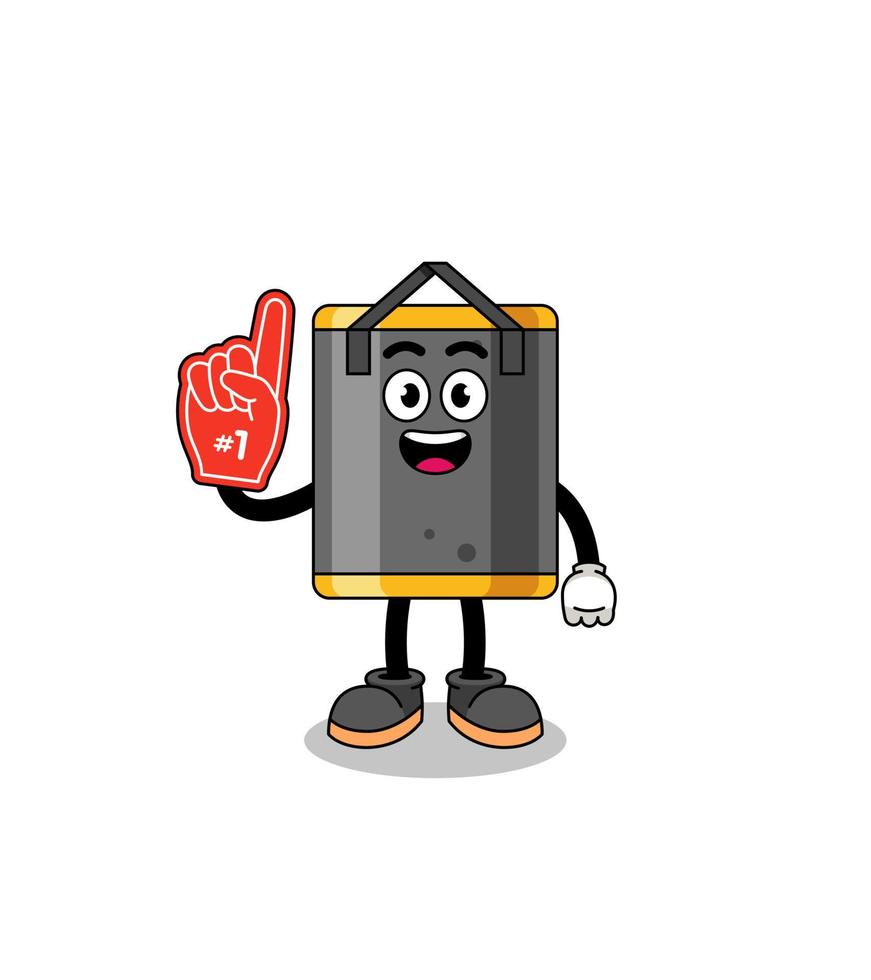 Cartoon mascot of punching bag number 1 fans vector