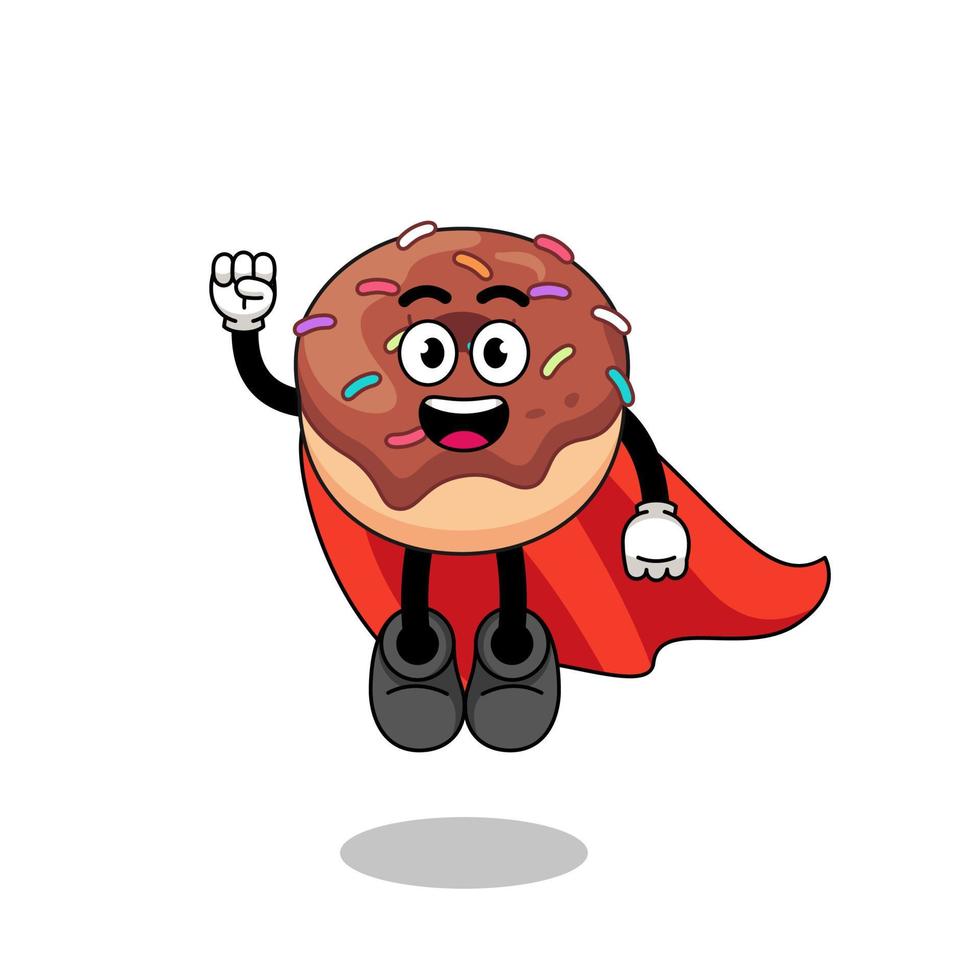 donuts cartoon with flying superhero vector