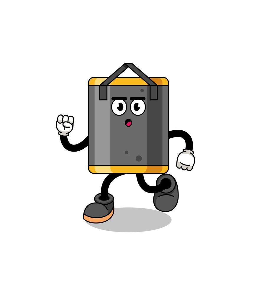 ilustración de mascota de saco de boxeo corriendo vector