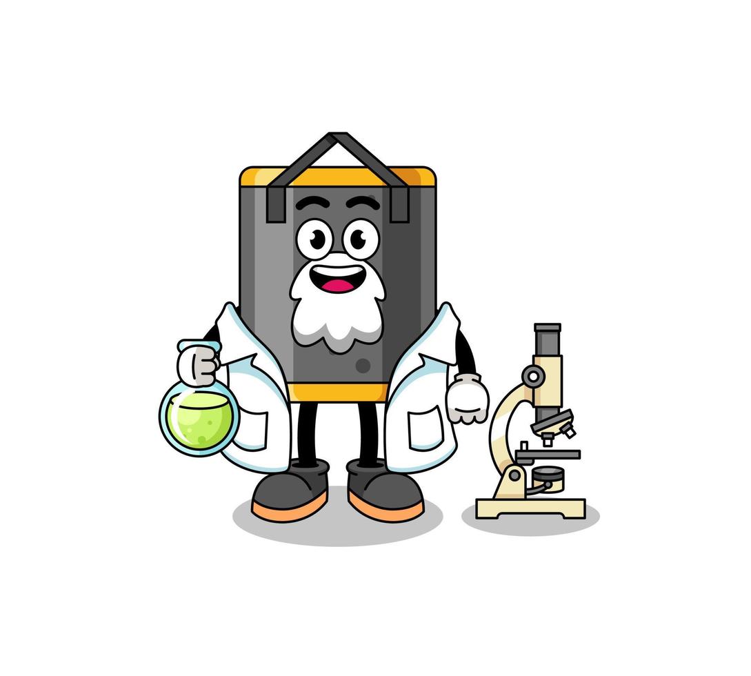 Mascot of punching bag as a scientist vector