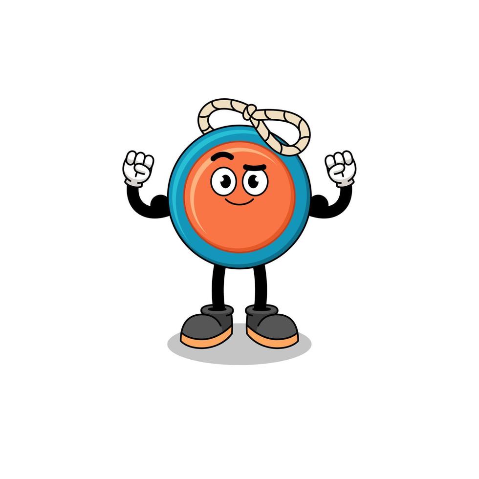 Mascot cartoon of yoyo posing with muscle vector