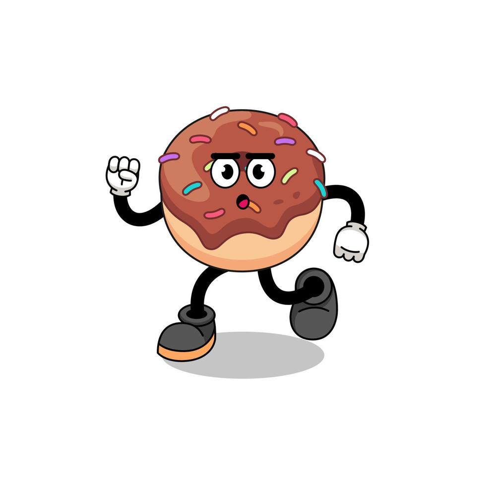 ilustración de mascota de donuts corriendo vector