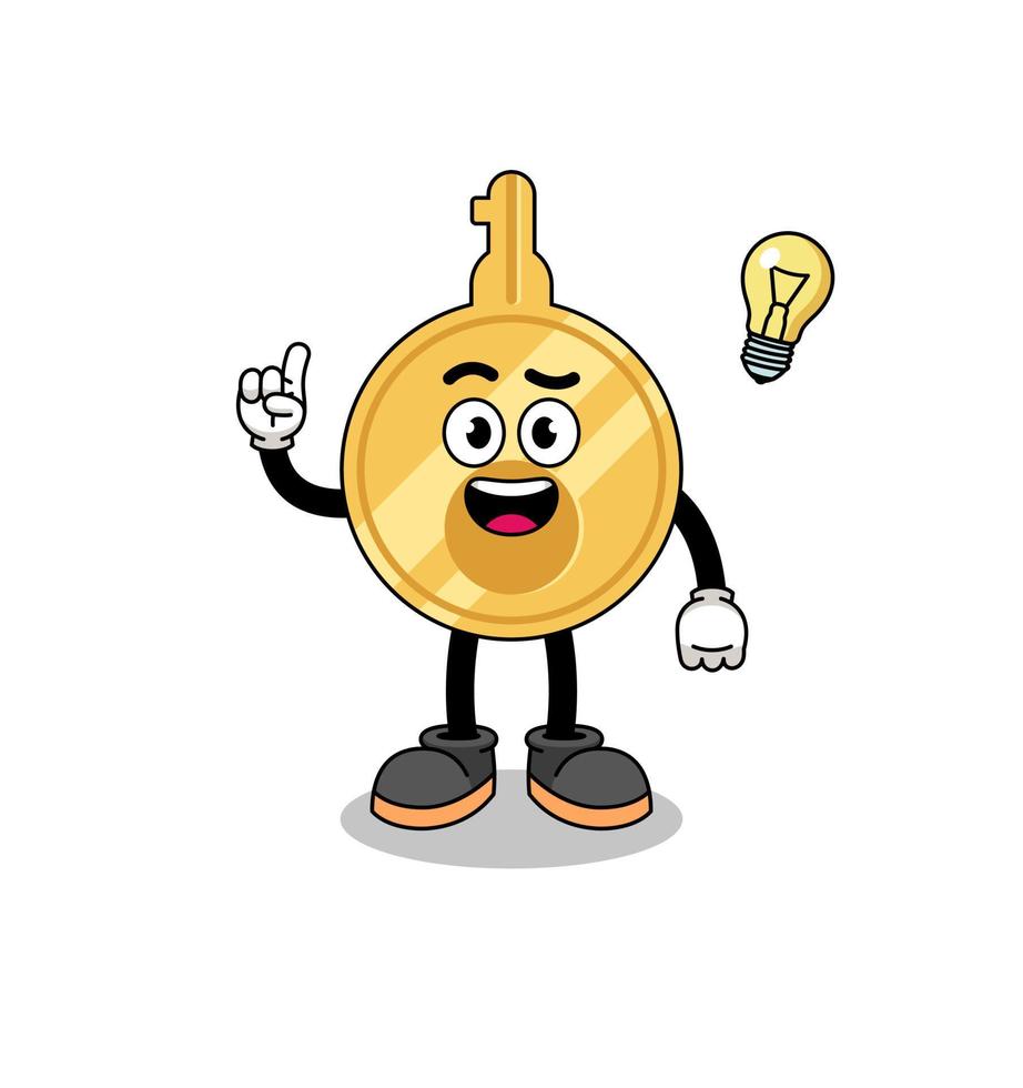 key cartoon with get an idea pose vector