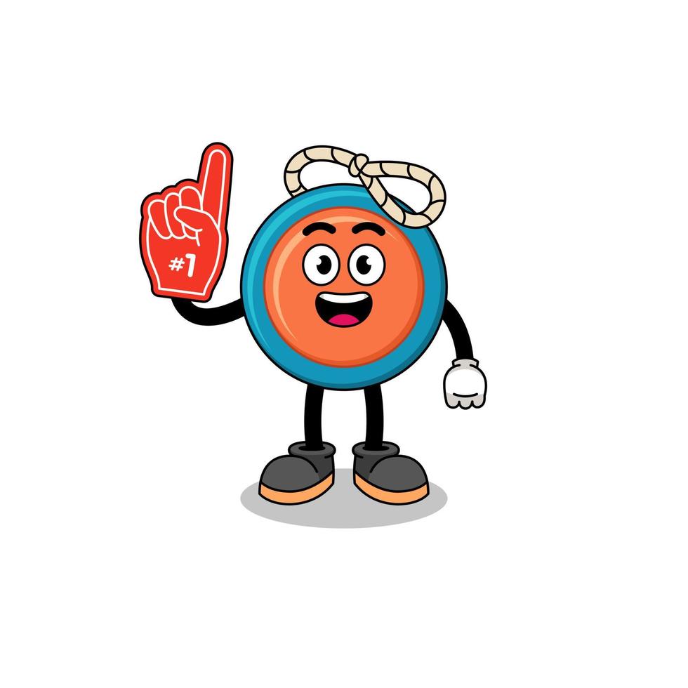 Cartoon mascot of yoyo number 1 fans vector