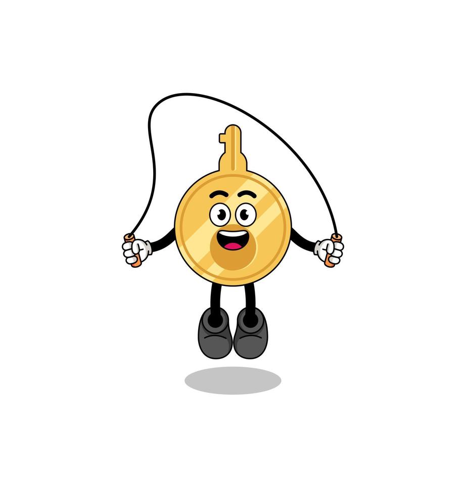 key mascot cartoon is playing skipping rope vector