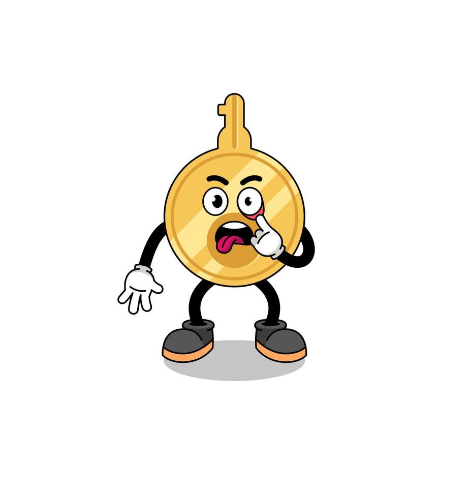 Character Illustration of key with tongue sticking out vector