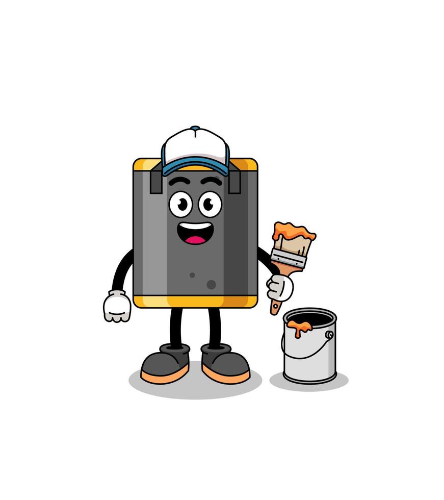 Character mascot of punching bag as a painter vector