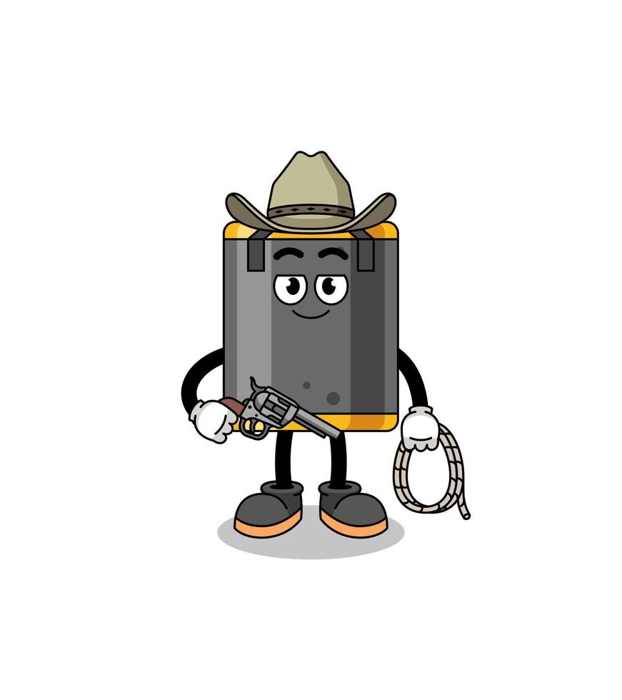 Character mascot of punching bag as a cowboy vector