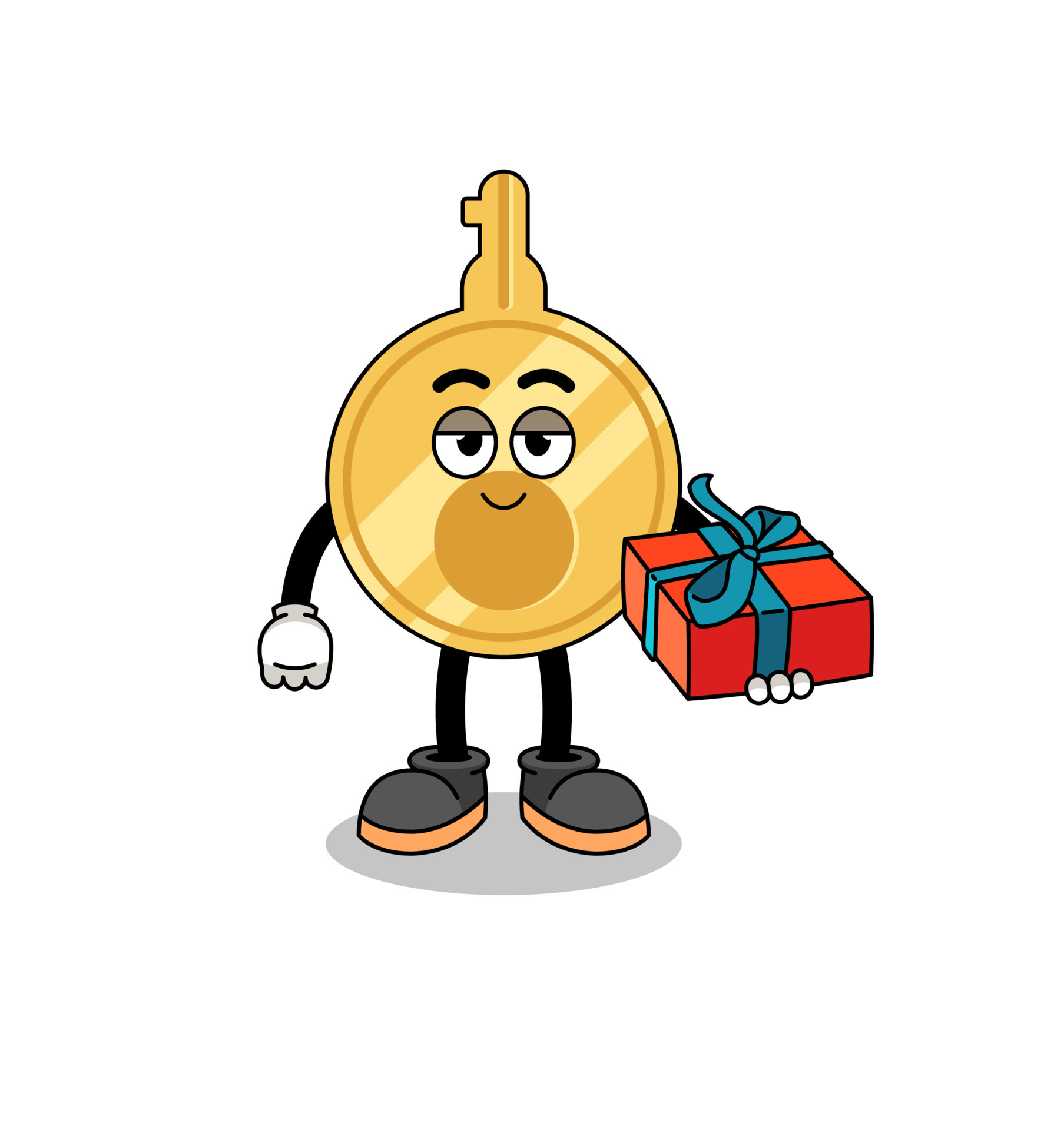 key mascot illustration giving a gift 14854424 Vector Art at Vecteezy