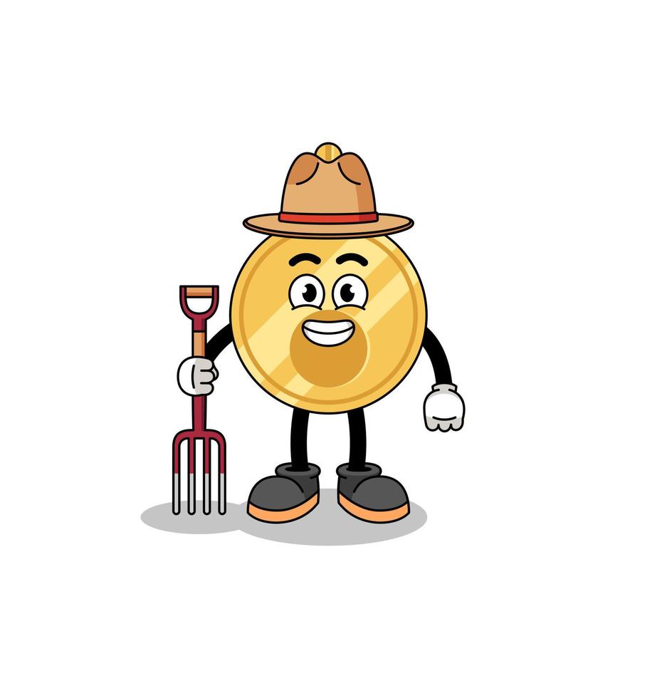 Cartoon mascot of key farmer vector