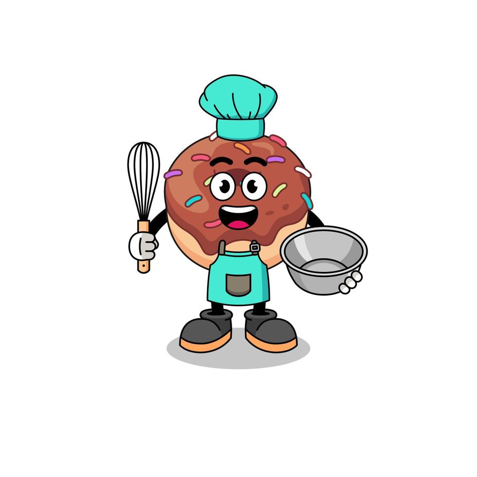 Illustration of donuts as a bakery chef vector