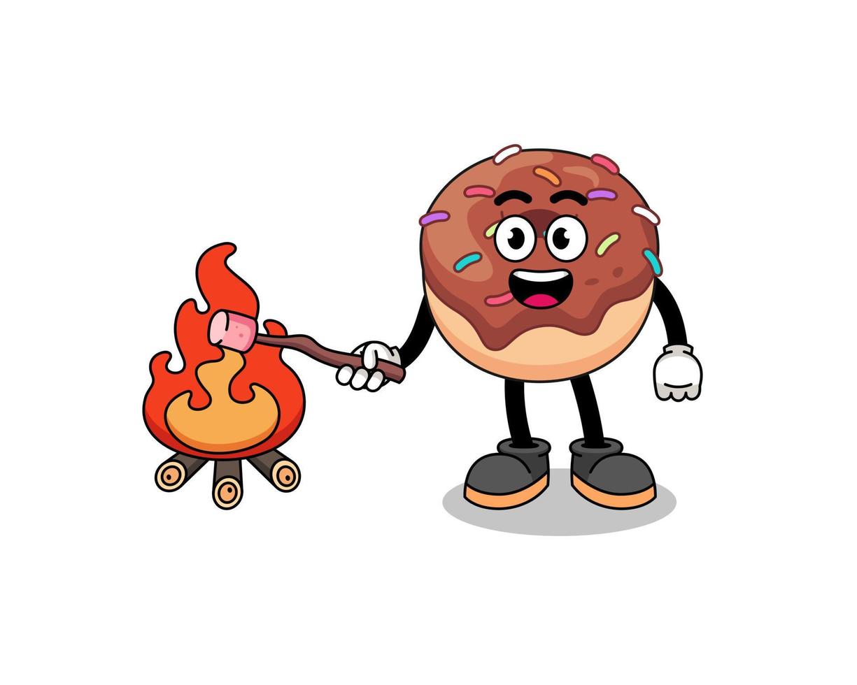 Illustration of donuts burning a marshmallow vector