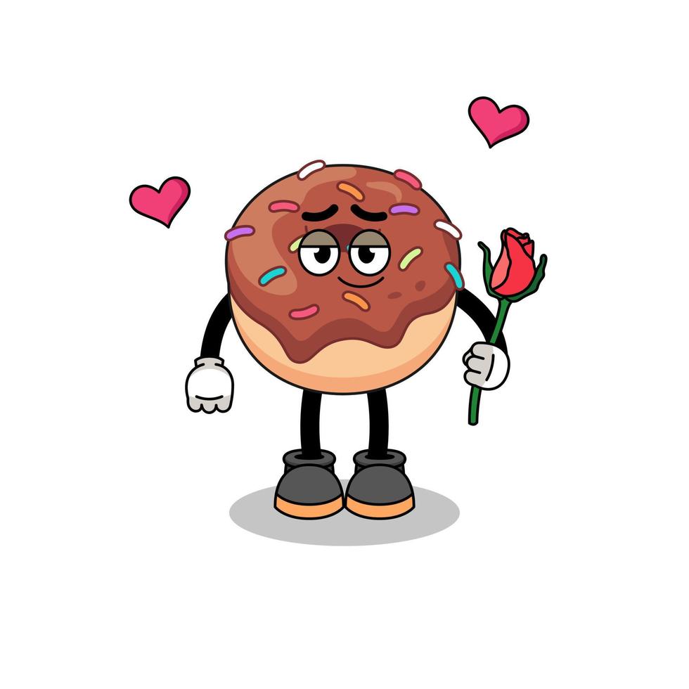 donuts mascot falling in love vector