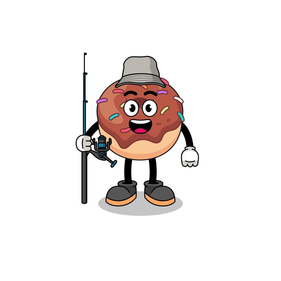 Mascot Illustration of donuts fisherman vector