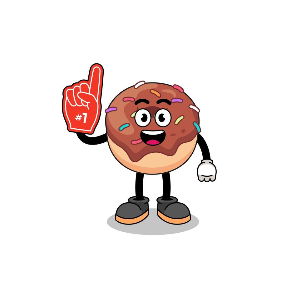 caricatura, mascota, de, donuts, número 1, ventiladores vector
