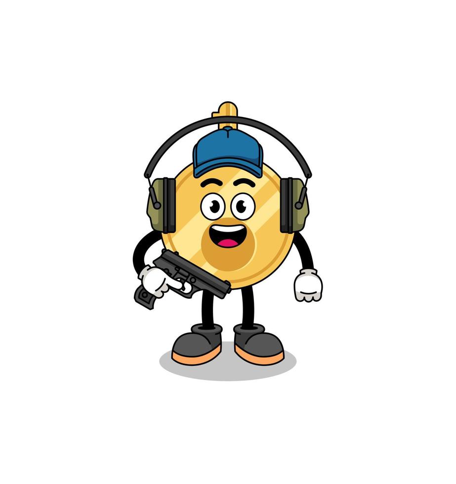 Character mascot of key doing shooting range vector