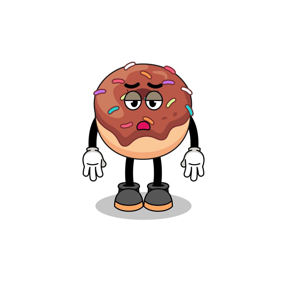 donuts cartoon with fatigue gesture vector