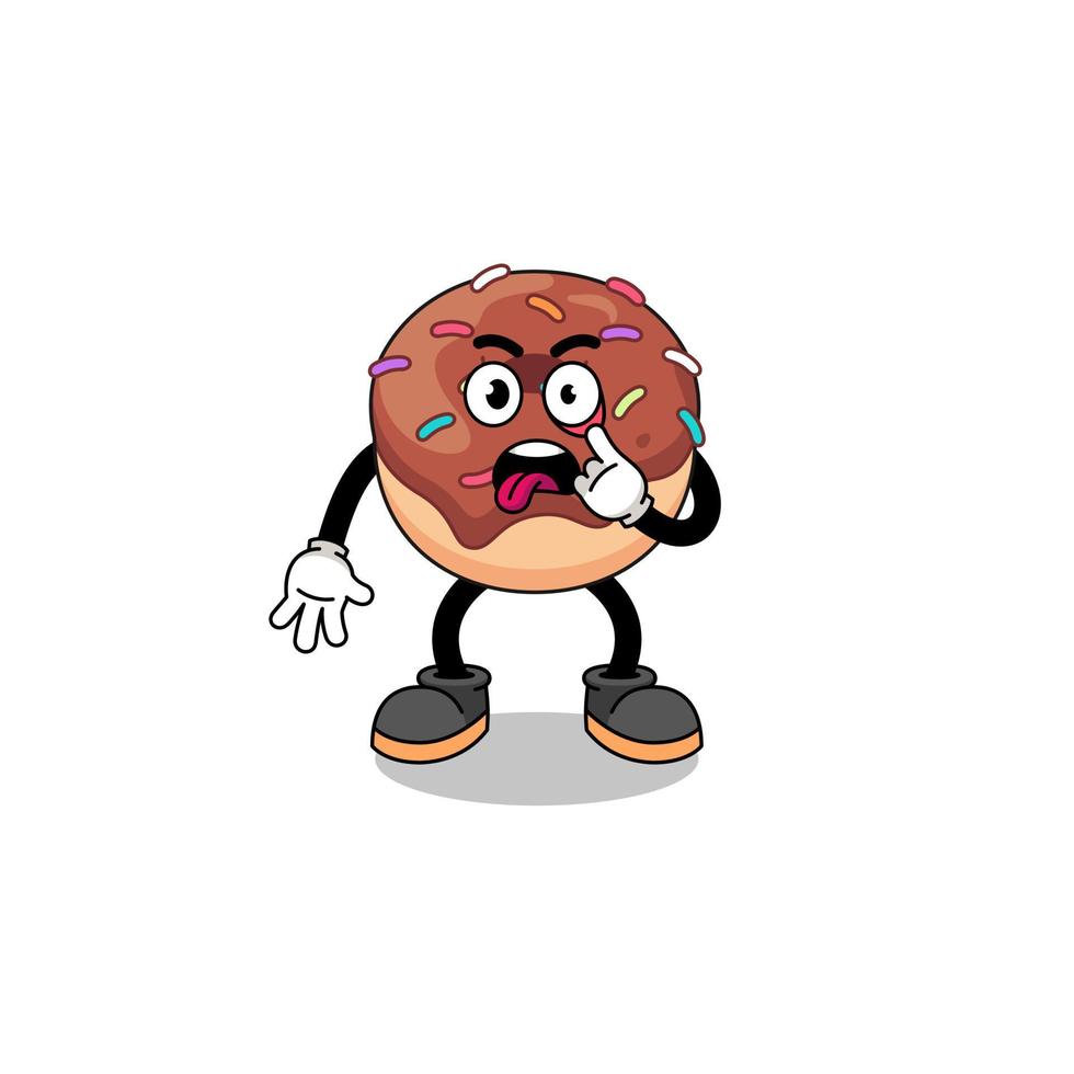 ilustración de personaje de donuts con la lengua fuera vector