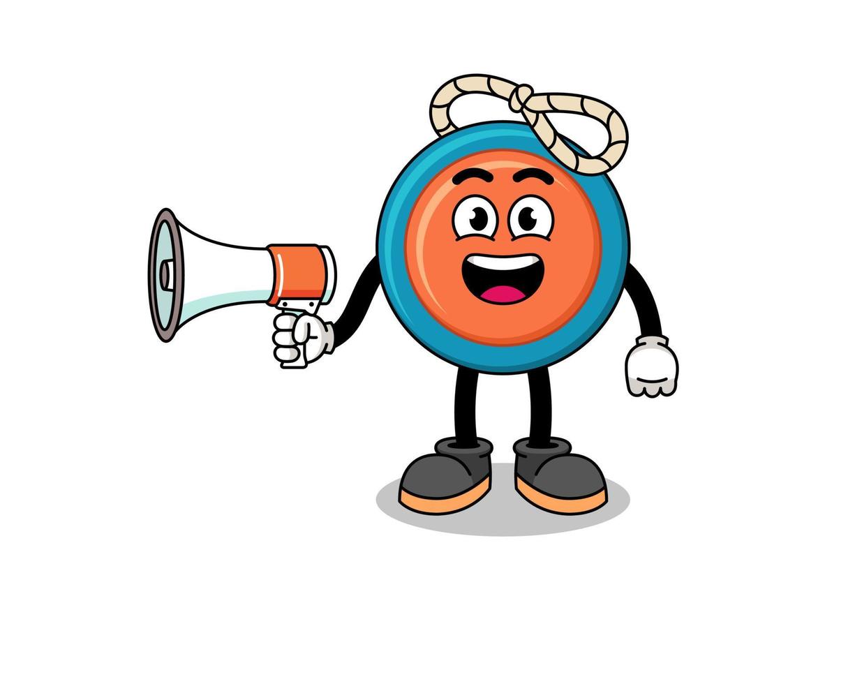 yoyo cartoon illustration holding megaphone vector