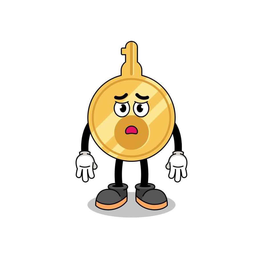 key cartoon illustration with sad face vector