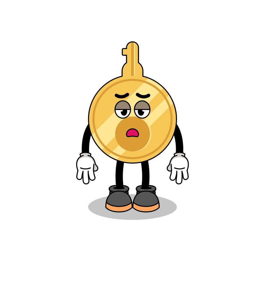 key cartoon with fatigue gesture vector