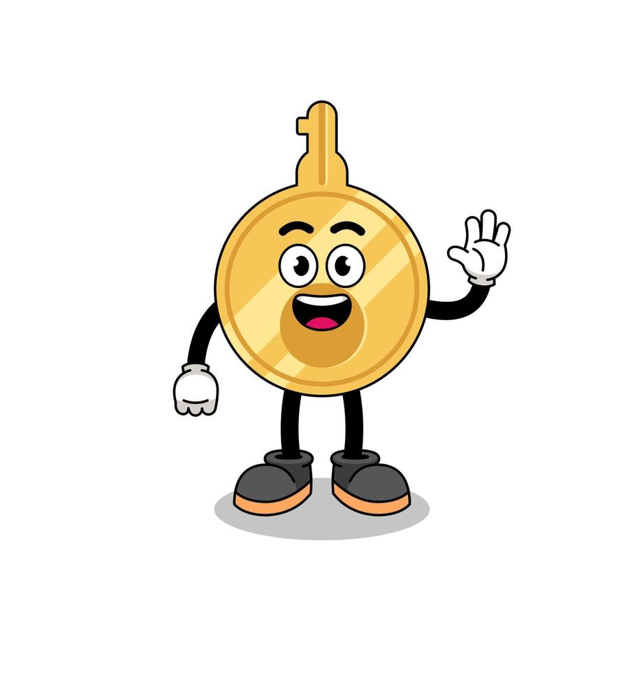 key cartoon doing wave hand gesture vector