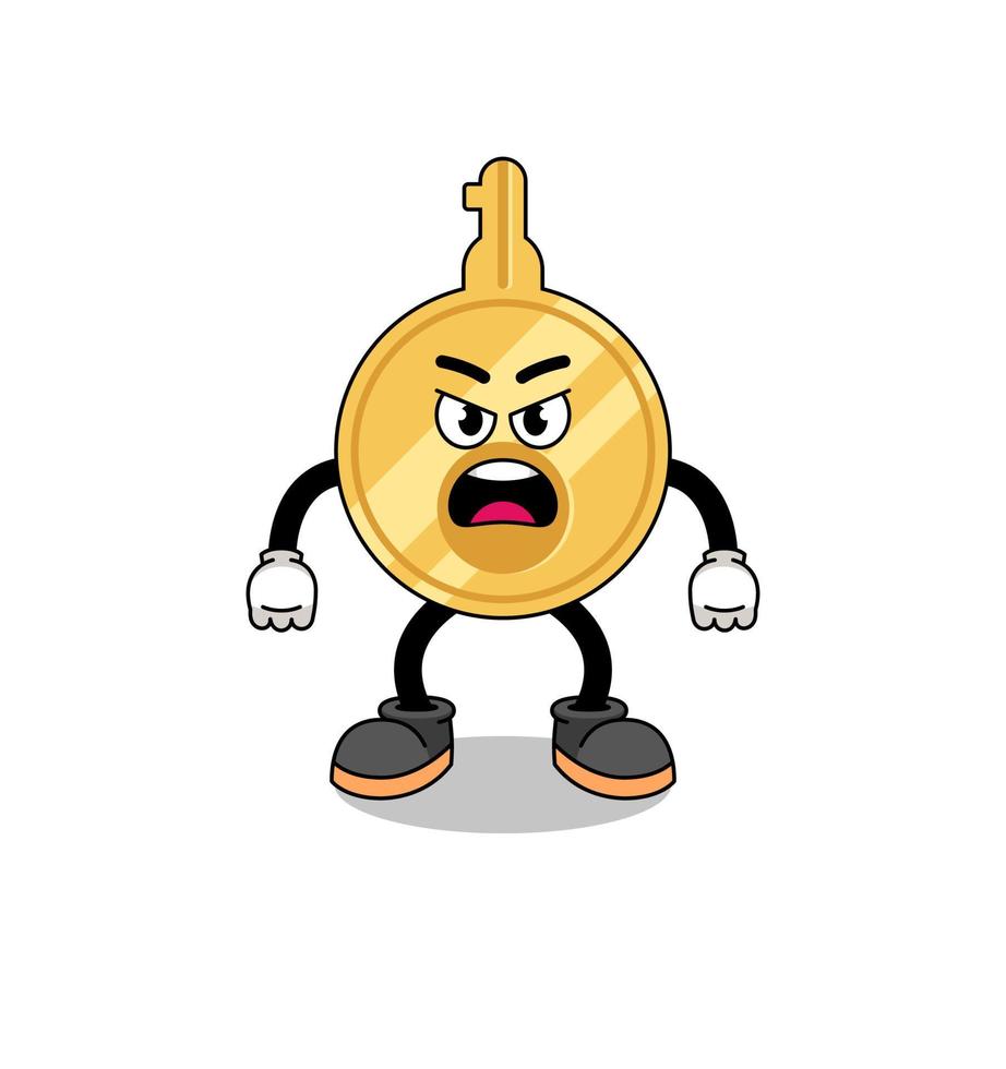 key cartoon illustration with angry expression vector
