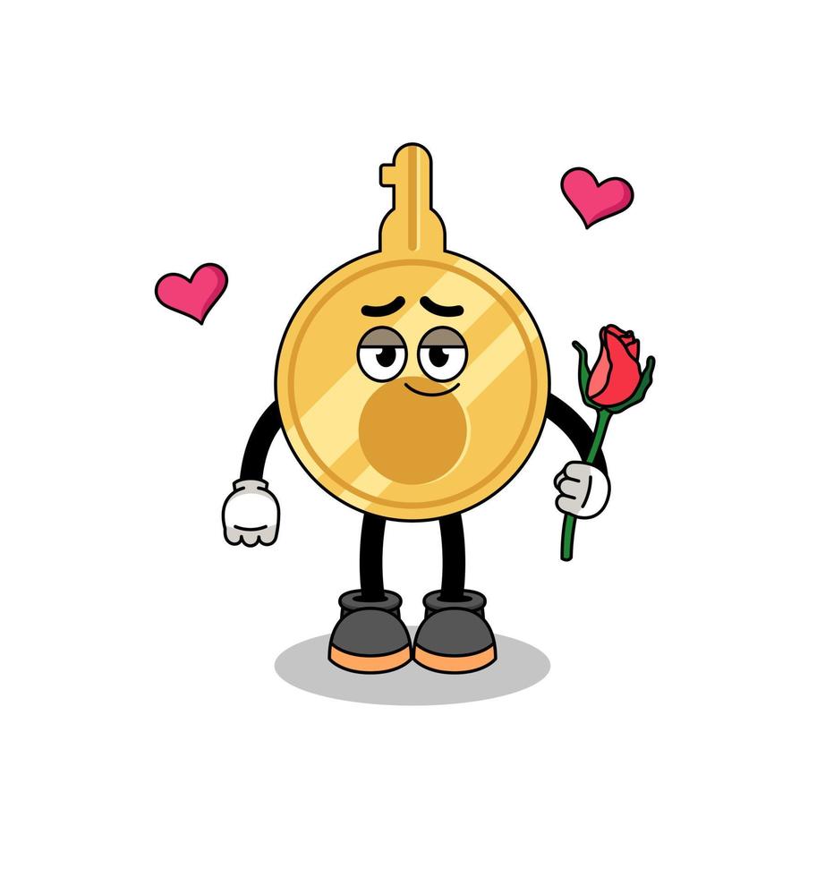 key mascot falling in love vector
