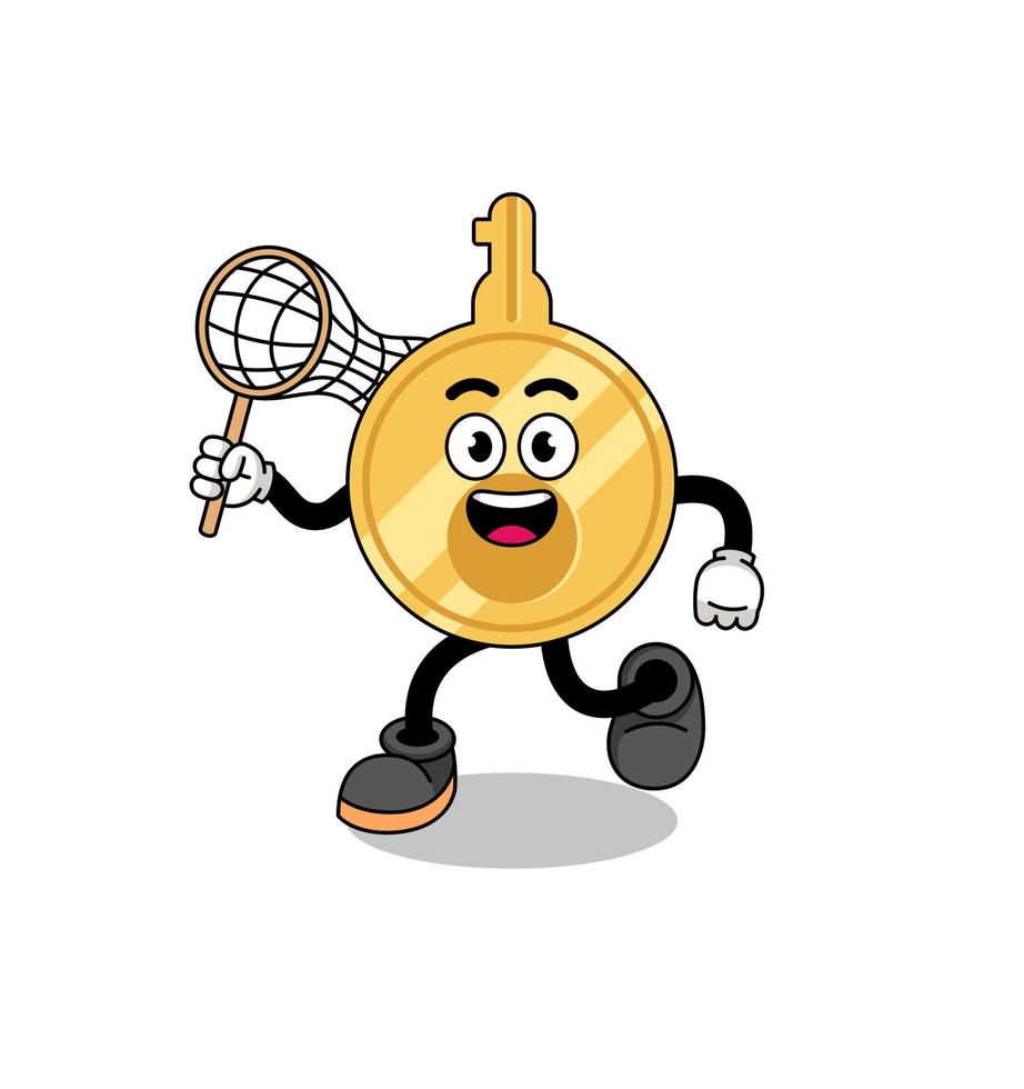 Cartoon of key catching a butterfly vector