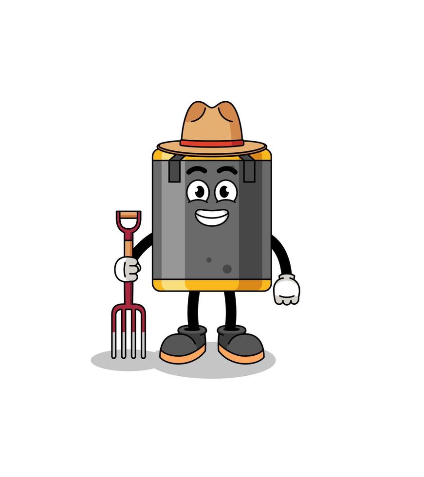 Cartoon mascot of punching bag farmer vector