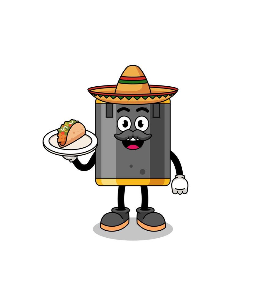 Character cartoon of punching bag as a mexican chef vector