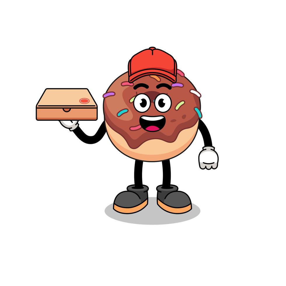 donuts illustration as a pizza deliveryman vector