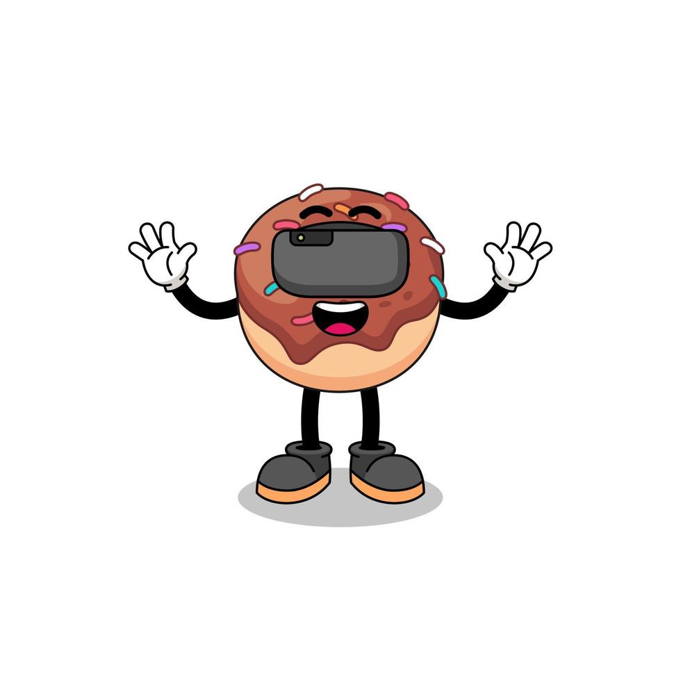 ilustración de donuts con auriculares vr vector