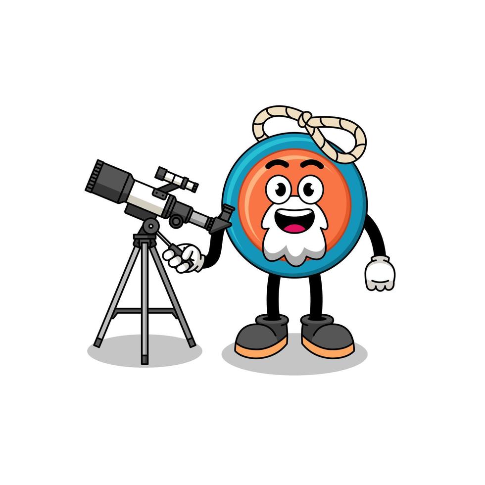 Illustration of yoyo mascot as an astronomer vector