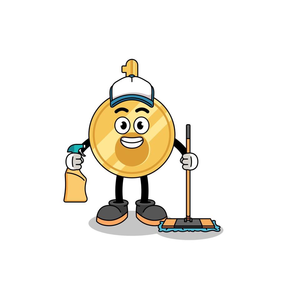 Character mascot of key as a cleaning services vector