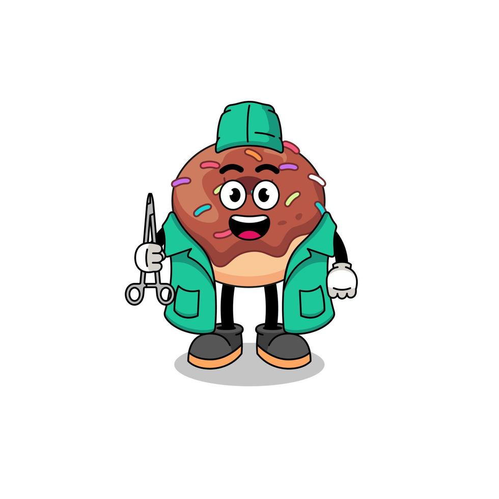 Illustration of donuts mascot as a surgeon vector