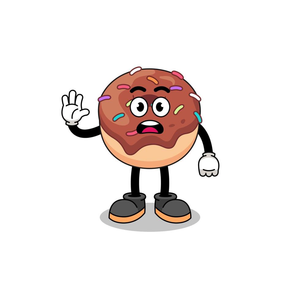 donuts cartoon illustration doing stop hand vector