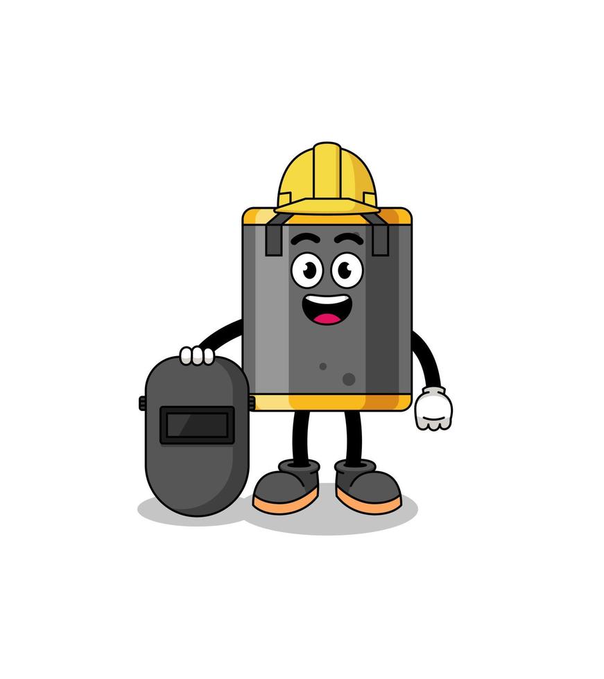 Mascot of punching bag as a welder vector