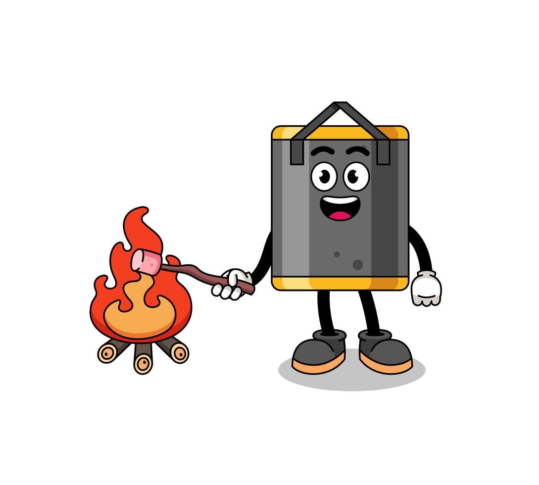 Illustration of punching bag burning a marshmallow vector