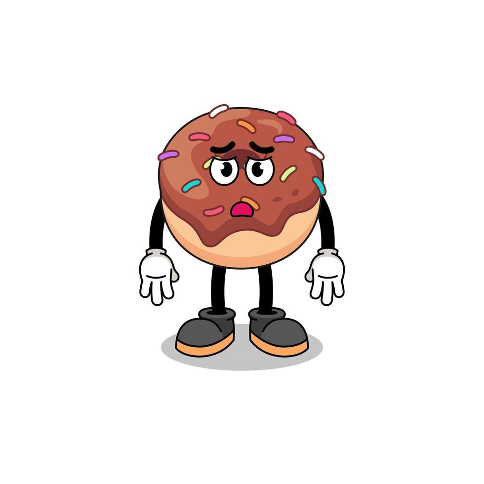 donuts cartoon illustration with sad face vector