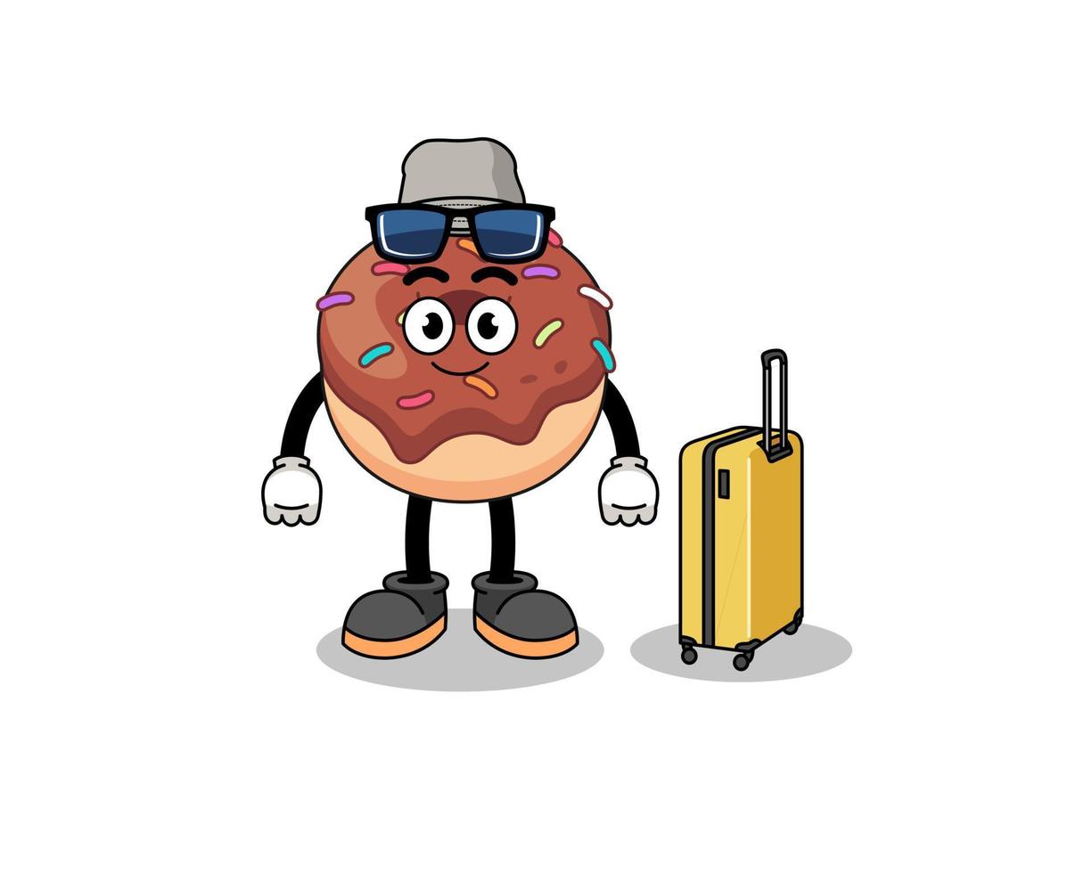 donuts mascot doing vacation vector