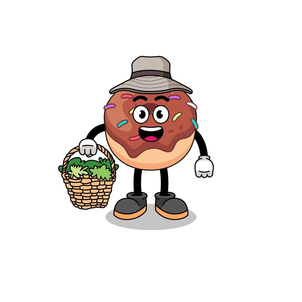 ilustración de personaje de donuts como herbolario vector