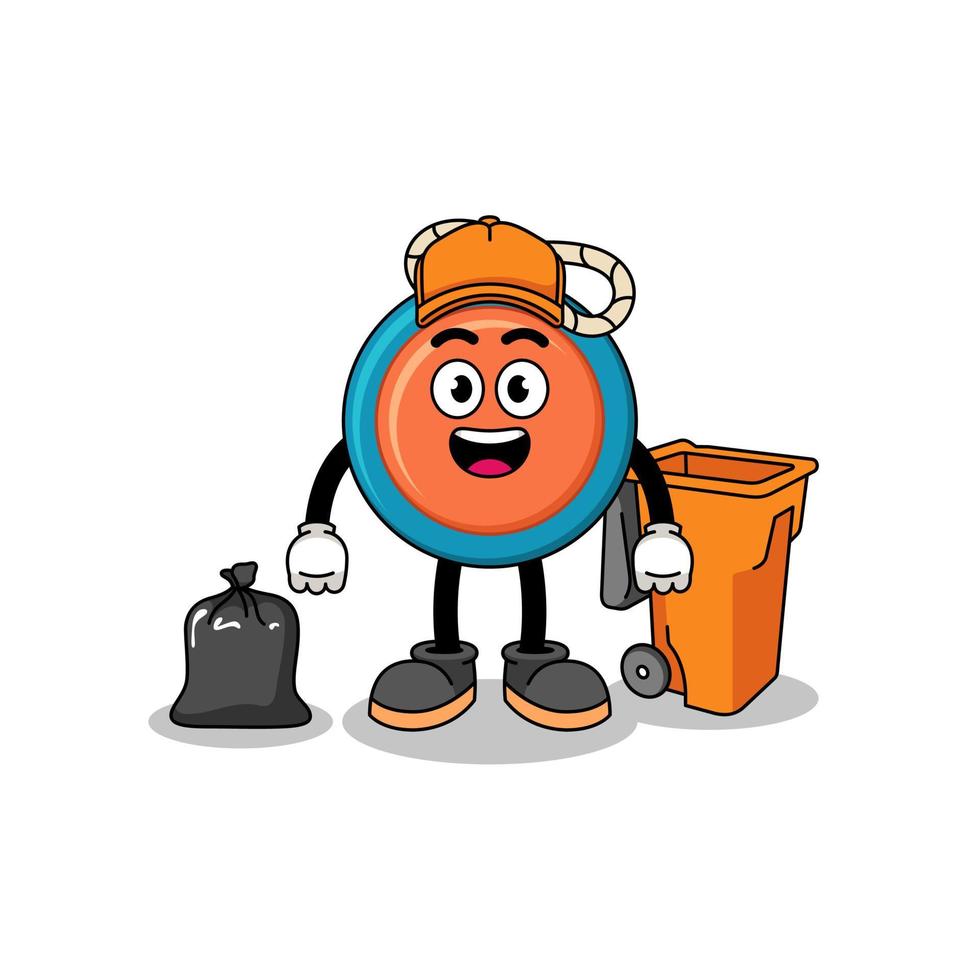 Illustration of yoyo cartoon as a garbage collector vector