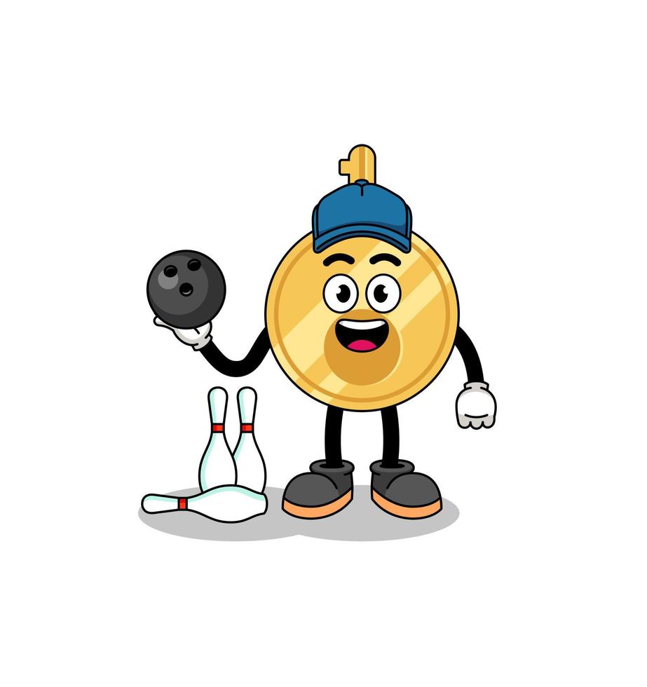 Mascot of key as a bowling player vector