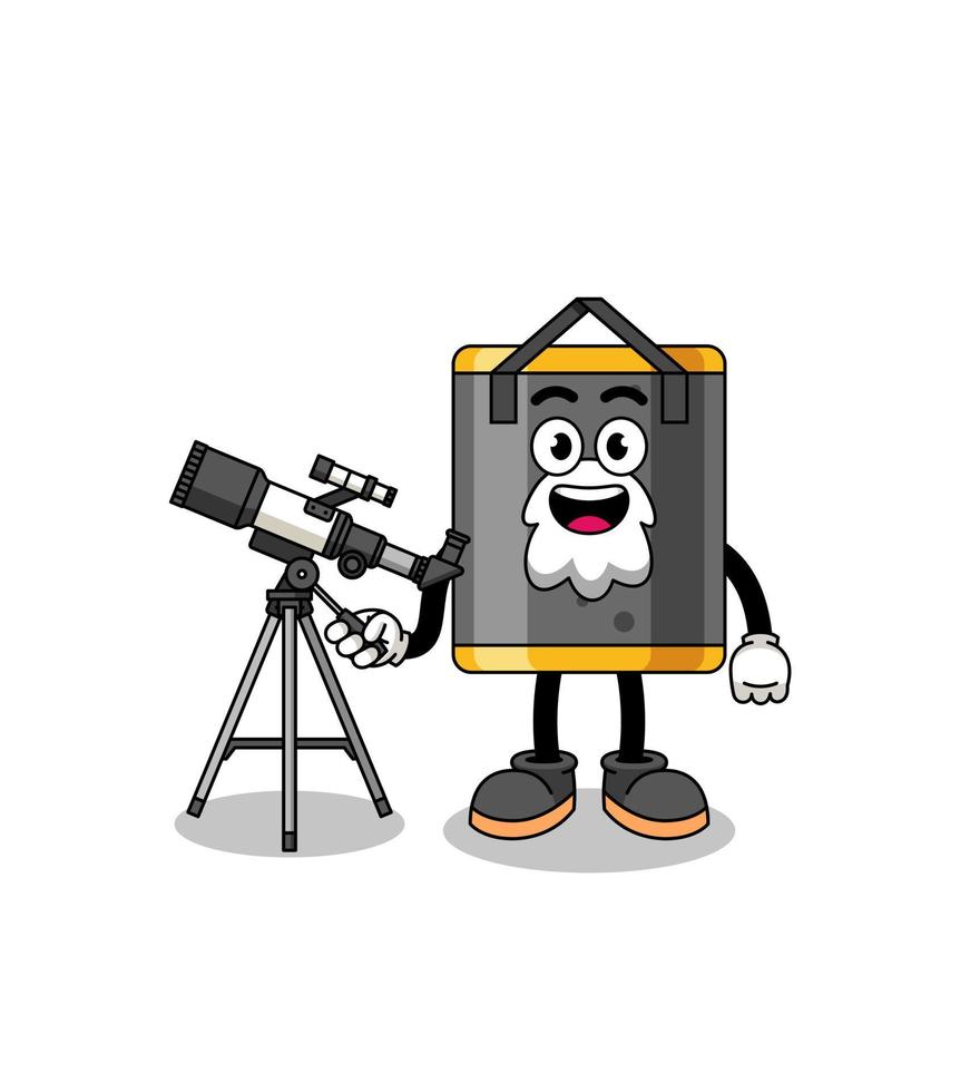 Illustration of punching bag mascot as an astronomer vector